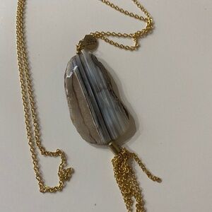 Bourbon and Bow ties agate stone with goldtone chain and tassel